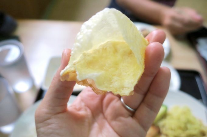 名護「ブラジル食堂」定食のセットのパステウはチーズ味だった。