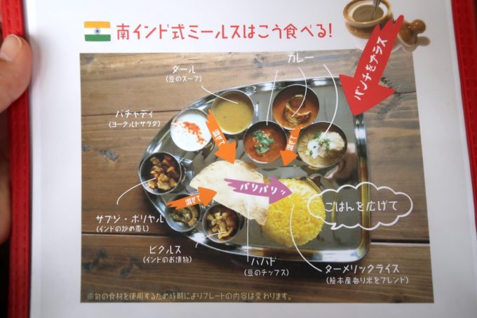 読谷「インドの定食 コフタ」南インド式ミールスの食べ方