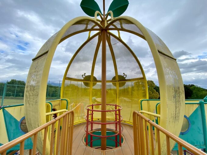 まんのう町「かりんの丘公園」大加賀アスレチックのてっぺんはメッシュドームになっていた