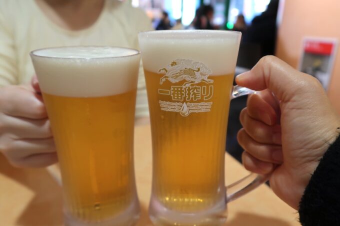 「サイゼリヤ 渋谷東急ハンズ前店」生ビールはキリン一番搾り（ジョッキ、400円）