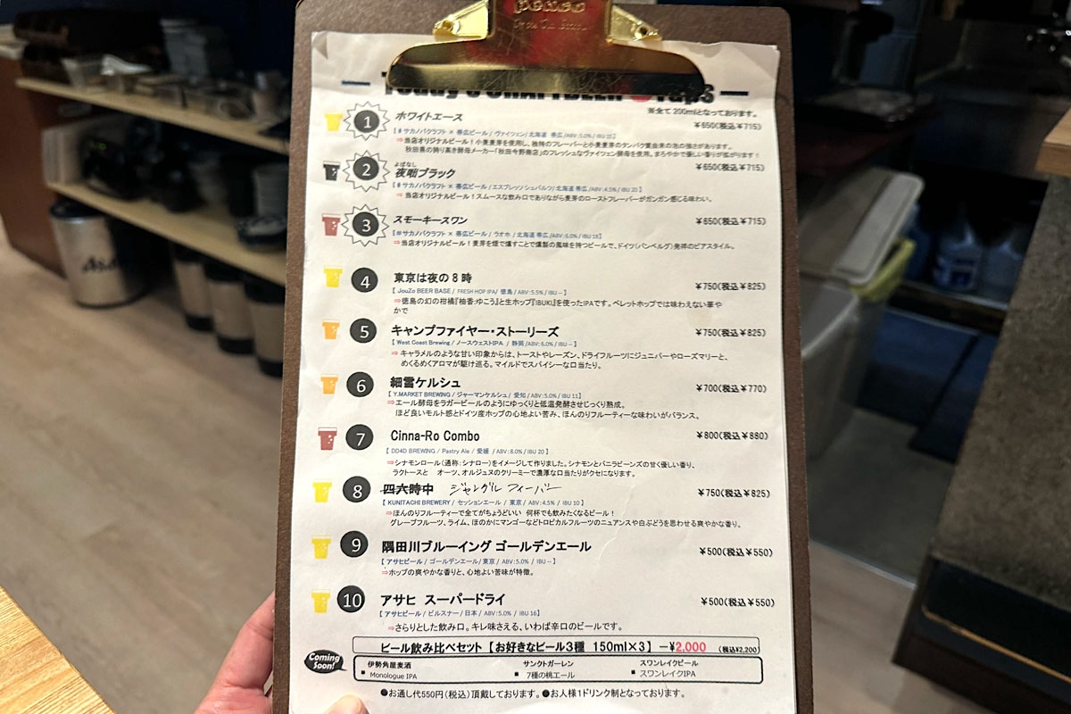札幌市南3西1「#サカノバクラフト」この日つながっていたクラフトビールのタップリスト（2023年11月24日時点）