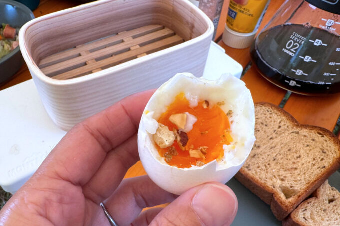 中城公園キャンプ場でメスティン蒸篭で茹で卵を作った